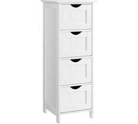 VASAGLE, armario para baño, estrecho, de madera, con 4 cajones, 30 x 30 x 82 cm, ideal para baño, salón, dormitorio o pasillo, de pie