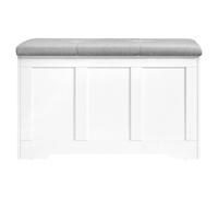 VASAGLE Banco Arcón con Asiento Acolchado y Bisagras de Seguridad, 80 x 40 x 49 cm, Blanco