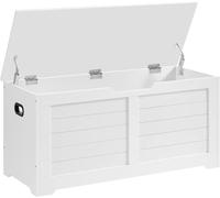 VASAGLE, banco de almacenamiento, zapatero, estilo moderno, 100x40x46 cm, ideal para pasillos, dormitorios, salones, color blanco mate