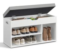 VASAGLE, banco para zapatos con asiento, 3 niveles, acolchado, 30 x 80 x 44 cm