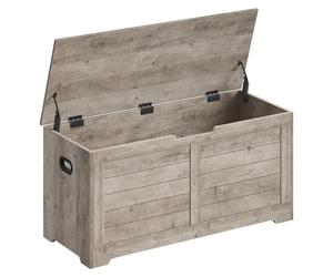 VASAGLE, banco para zapatos con espacio de almacenamiento, baúl con asiento y 2 bisagras de seguridad, armario de almacenamiento, estilo rústico, 40 x 100 x 46 cm, ideal para pasillos, dormitorios, sa