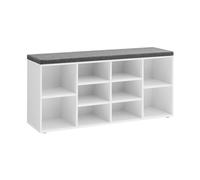 VASAGLE Banco para Zapatos, Repisa para Zapatos, Armario de Almacenamiento, 10 Compartimentos, con Cojín, para Entrada, 104 x 30 x 48 cm, Blanco LHS10WT
