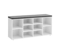 VASAGLE Banco para Zapatos, Repisa para Zapatos, Armario de Almacenamiento, 10 Compartimentos, con Cojín, para Entrada, 104 x 30 x 48 cm, Blanco/Marrón Rústico y Gris/Roble y Gris/Negro leñoso/marrón
