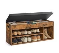 VASAGLE Banco Zapatero con Cojín, de Almacenamiento, 3 Compartimentos | Estantes, Carga de 150 kg, Sala de Estar, Pasillo, Dormitorio, Marrón Rústico, Colección CUSTOS LHS130B01