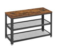 VASAGLE Banco Zapatero, Zapatero con Banco, Banco para Zapatos, Organizador con 2 Estantes, 30 x 73 x 45 cm, para Pasillo, Sala de Estar, Acero, Estilo Industrial, Marrón Rústico y Negro/Greige y