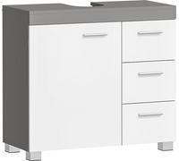 VASAGLE BBK503T49, mueble bajo, armario de baño, 3 cajones grandes, mueble bajo, 2 compartimentos detrás de la puerta, 30 x 70 x 64 cm