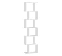 VASAGLE Biblioteca, Librería de 6 Niveles, 20 x 40 x 191 cm, Estantería, Armario de Libros, Moderno, Separador de Espacios, Salón, Dormitorio, Estudio, Oficina, Marrón Rústico/Blanco Mate Matte white