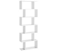 VASAGLE Biblioteca, Librería de 6 Niveles, Estantería de Exposición, Armario de Libros, Separador de Espacios, para Salón, Dormitorio, Estudio, Oficina, Blanco/Greige/Marrón Rústico/Roble Blanco