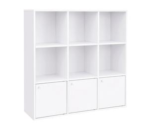 VASAGLE Biblioteca, Librería de Madera, Biblioteca Infantil, Estantería de Libros, para CDs y DVDs, para Estudio, Oficina, 6 Cubos estantes, con 3 Cajones Inferiores, Blanco
