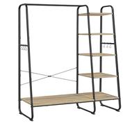 VASAGLE Burro Perchero, Perchero con Zapatero, 5 Estantes de Almacenamiento, 6 Ganchos Laterales, Dormitorio, Sala de Estar, Pasillo, Marrón Turquesa y Negro Mate RGR116K01