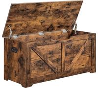 VASAGLE, caja de almacenamiento, banco de almacenamiento, zapatero, cobertizo, 100 x 40 x 46 cm, para pasillo, dormitorio, sala de estar, color marrón rústico