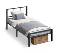 VASAGLE Cama Individual, Marco de Metal, Cabecero, Negro Mate, 90 x 190 cm | Carga de 250 kg, Montaje Fácil, para Dormitorio, Colección CONNER RMB291B101