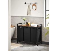 VASAGLE, cesta de ropa con 3 compartimentos, cesta de ropa con estante, caja de ropa, bolsa de ropa de tela Oxford, extraíble, desmontable, estructura de metal, capacidad total: 3 x 38 litros, dimensi