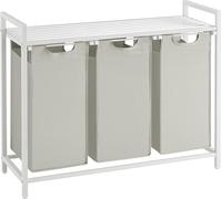 VASAGLE, cesta de ropa con 3 compartimentos, organizador de ropa con espacio de almacenamiento, caja para ropa, bolsa de ropa extraíble de tela Oxford, estructura de metal, capacidad total de 3 x 38 l