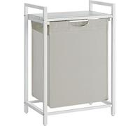 VASAGLE, cesta de ropa, cubo para ropa con espacio de almacenamiento, caja para ropa, bolsa para ropa hecha de tela Oxford, con estructura metálica, capacidad de 65 litros, dimensiones: 50 x 33 x 72 c