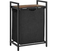 VASAGLE, cesta de ropa, cubo para ropa con espacio de almacenamiento, caja para ropa, bolsa para ropa hecha de tela Oxford, extraíble, desmontable, estructura de metal, 65 litros, 50 x 33 x 72 cm