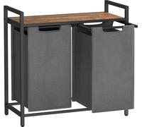 VASAGLE, cesta de ropa, organizador de ropa con 2 compartimentos, con espacio de almacenamiento, separador de ropa, estructura de metal, 2 compartimentos extraíbles de tela Oxford