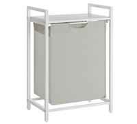 VASAGLE Cesto para Ropa Sucia, Cesta Colada, Bolsa Colada de Tela Oxford Extraíble y Desmontable, Estante, Marco Metálico, 65 L, 50 x 33 x 72 cm, Blanco/Negro y Gris/Marrón Rústico y Negro
