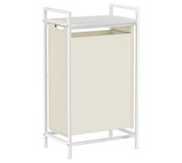 VASAGLE Cesto para Ropa Sucia, Cesta Colada, Bolsa de Tela Oxford Extraíble y Desmontable, Estante, Marco Metálico, 47 L, 42 x 28 x 75 cm, Blanco Crema y Blanco Mate BLH001W01