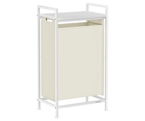 VASAGLE Cesto para Ropa Sucia, Cesta Colada, Bolsa de Tela Oxford Extraíble y Desmontable, Estante, Marco Metálico, 47 L, 42 x 28 x 75 cm, Blanco Crema y Blanco Mate BLH001W01