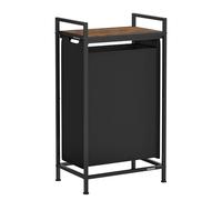 VASAGLE Cesto Ropa Sucia con Estante, 47 L | Cesta Colada, 42 x 28 x 75 cm, Bolsa Extraíble, para Baño, Negro Tinta y Marrón Rústico, Colección BRENTA BLH001B01