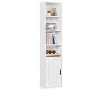 VASAGLE Colección Custos: Estantería alta de 6 niveles, estantería independiente con puerta, estantería de almacenamiento abierta, 24 x 31,8 x 175 cm, para sala de estar, oficina en casa, comedor, col