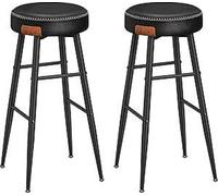 VASAGLE, colección Echo, juego de 2 taburetes de bar, taburetes para bar, sillas de cocina, tapizados en cuero sintético, altura de 90 cm, ideales para cocina y comedor, montaje sencillo, color básico