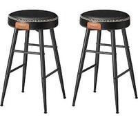 VASAGLE, colección EKHO, juego de 2 taburetes, sillas de cocina, asiento alto, fabricados en Polyurethancon costuras, altura del asiento de 63 cm, ideales para cocina, barra de bar, montaje sencillo