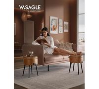 VASAGLE, colección EKHO: Taburete con espacio de almacenamiento, banco con espacio de almacenamiento, caja de asiento, tapizado en cuero sintético, costuras, estilo modernista de mediados de siglo, di