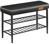 VASAGLE Colección EKHO: Zapatero, banco para pasillo o dormitorio, revestimiento de poliuretano acolchado, estilo Mid-Century Modern, capacidad de carga de 135 kg, dimensiones: 30 x 80 x 50 cm