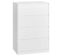 VASAGLE Colección Kailyn - Cómoda de 4 Cajones para Dormitorio, Armario de Almacenamiento, Mueble para Ropa, 40 x 60 x 97,4 cm, Estilo Moderno, Blanco Nieve/Negro Ébano/Beige Roble