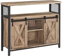 VASAGLE: Cómoda, armario de cocina, despensa con 2 puertas correderas, dimensiones 33 x 100 x 80 cm, estantes interiores, estilo rústico, ideal para salón, color natural y