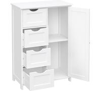 VASAGLE: Cómoda para baño, armario de madera, mueble auxiliar, cómoda con 4 cajones, armario con puerta, estante ajustable