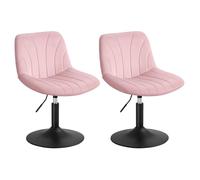 VASAGLE Conjunto de 2 Taburetes con Respaldo, Terciopelo, Rosa Jalea | Sillas de Cocina, Altura Ajustable, Giratorias 360°, Base de Acero, para Desayunador, Colección TYRA LJB160SA01-2J
