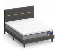VASAGLE Conjunto de Colchón de Espuma y Cama Tapizada, 135 x 190 cm