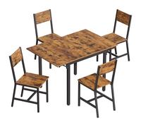 VASAGLE Conjunto de Mesa de Comedor Plegable y 4 Sillas, Marrón Rústico | Mesa Plegable de Cocina Pequeña, Auxiliar para Salón, Colección BARNET
