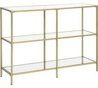 VASAGLE, consola, mesa auxiliar, 3 niveles, mesa de apoyo, estantes de vidrio templado, 100 x 30 x 73 cm, estructura de metal, diseño moderno, ideal para recibidor, salón