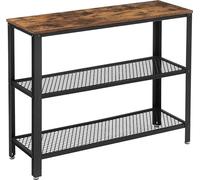 VASAGLE, consola, mesa auxiliar con 2 estantes de rejilla, mesa lateral, aparador, para sala de estar o pasillo, 101,5 x 35 x 80 cm, diseño delgado