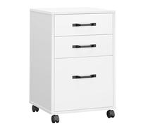 VASAGLE Custos Colección - Archivador de Oficina, Cajonera de Oficina con 3 Cajones, Ruedas, para Documentos Formato A4, Barra Regulable, Blanco Nube OFC065WB01
