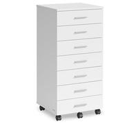 VASAGLE Custos Colección - Archivador Móvil, Armario Móvil de Archivos, Cajonera, Soporte para Impresora con 7 Cajones, con Guías Deslizantes sin Tornillos, para Oficina, Casa, Blanco Nube OFC085WB02