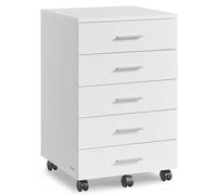 VASAGLE Custos Colección - Archivador Móvil, Armario para Archivos, Cajonera, Soporte para Impresora con 5 Cajones, para Oficina, Casa, Blanco Nube OFC081W01V1