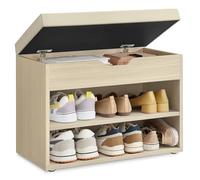 VASAGLE Custos Colección - Banco Zapatero, Mueble Zapatero con Asiento Tapizado, Banco Recibidor con 3 Compartimentos, 30 x 60 x 44 cm, Entrada, Beige Natural y Beige Capuchino LHS020K01V1