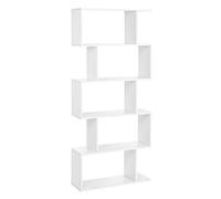 VASAGLE Custos Colección - Biblioteca, Librería de 5 Niveles, Estantería de Exposición, Armario de Libros, Separador de Espacios, para Salón, Dormitorio, Estudio, Oficina, Blanco LBC62WT