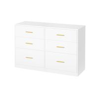 VASAGLE CUSTOS Colección - Cómoda para Dormitorio, Mueble Almacenaje con Cajones, Soporte Moderno para TV de Salón, 6 Cajones, 40 x 119 x 78 cm, Negro Tinta/Blanco Nube Black