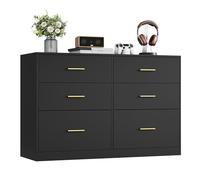 VASAGLE Custos Colección - Cómoda para Dormitorio, Mueble Almacenaje con Cajones, Soporte Moderno para TV de Salón, 6 Cajones, 40 x 119 x 78 cm, Negro Tinta LTS416BC01