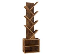 VASAGLE CUSTOS Colección - Estantería en Forma de Árbol, Estantería de Pie Moderna Autoportante, Dormitorio, Salón, Estudio, 2 Compartimentos Abiertos, 20,3 x 38 x 123,2 cm, Marrón Rústico/ Blanco Nub