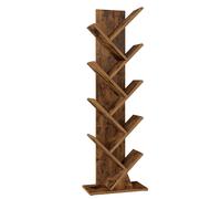 VASAGLE CUSTOS Colección - Estantería en Forma de Árbol, Estantería de Pie Moderna Autoportante, Dormitorio, Salón, Estudio, 20 x 38 x 115,2 cm, Marrón Rústico/ Blanco Nube Rustic brown