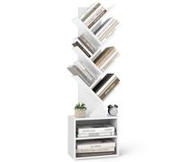 VASAGLE Custos Colección - Estantería en Forma de Árbol, Estantería de Pie Moderna Autoportante, Dormitorio, Salón, Estudio, 2 Compartimentos Abiertos, 20,3 x 38 x 123,2 cm, Blanco Nube LBC607WB01