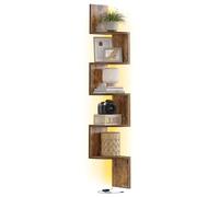 VASAGLE Custos Colección - Estanteria Esquinera con Luces LED, Baldas Esquineras Pared con 6 Cubos Separador Ideal para Estudio, Sala de Estar y Dormitorio, Marrón Rústico LBC630K01