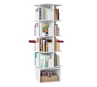 VASAGLE Custos Colección - Estantería Giratoria de 5 Niveles, Librería Rotatoria 360°, con Compartimentos Abiertos, 40 x 40 x 155,8 cm, para Dormitorio, Salón, Oficina, Blanco Nube LBC472WB01